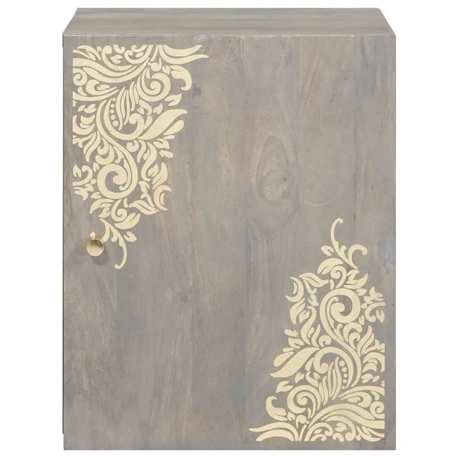 Meuble mural Gris 38 x 33 x 48 cm Bois de mangue massif - 3