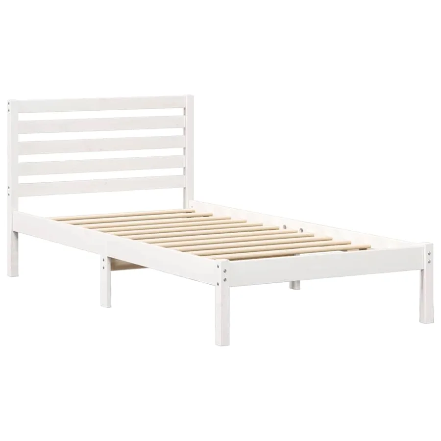 Cadre de lit avec tête de lit Blanc 90 x 190 cm Pin massif - 4