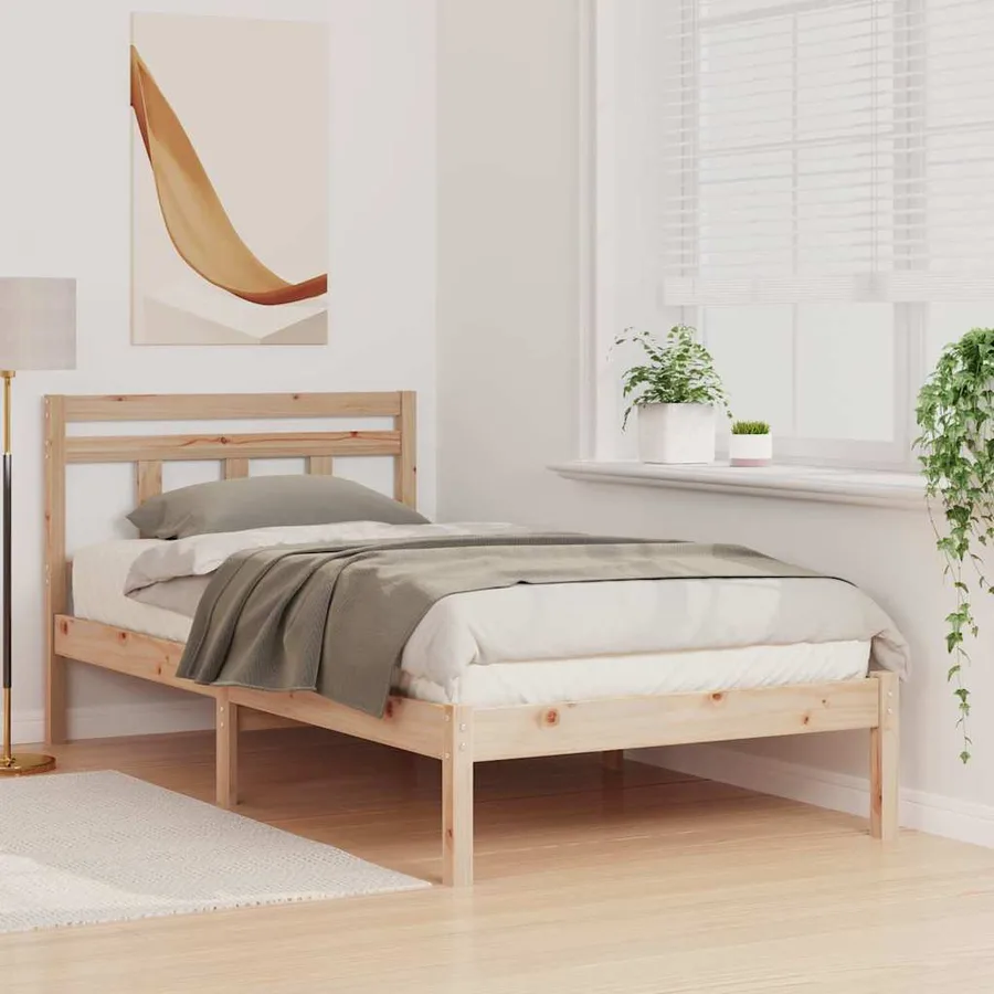 Cadre de lit Marron 75 x 190 cm Pin massif - 3