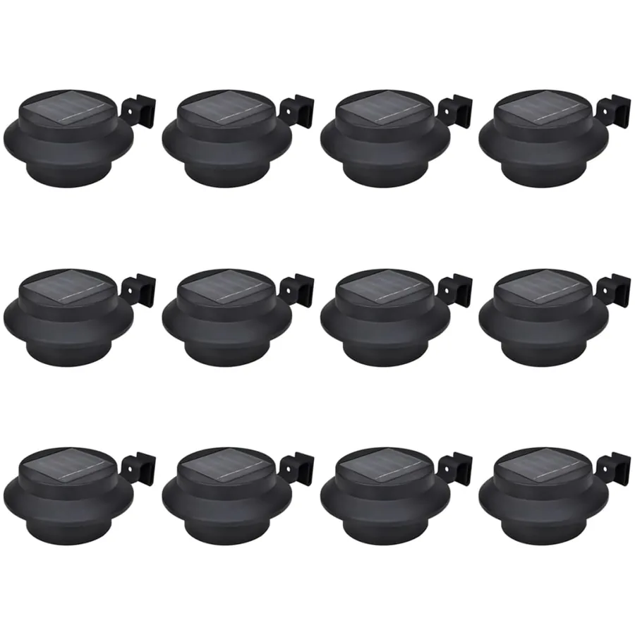 Outdoor Solar LED Fence Lights 12 pcs Black