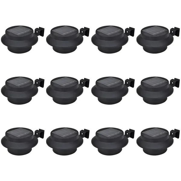 Outdoor Solar LED Fence Lights 12 pcs Black
