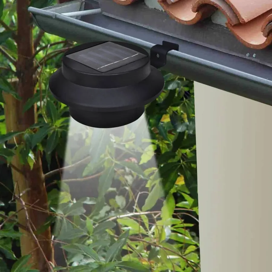 Outdoor Solar LED Fence Lights 12 pcs Black - 2