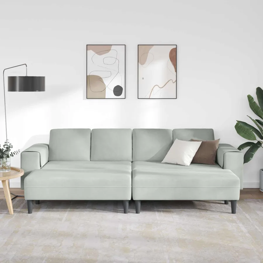 Canapé de salon 3 pcs Gris clair 250 x 188 x 76 cm - 3