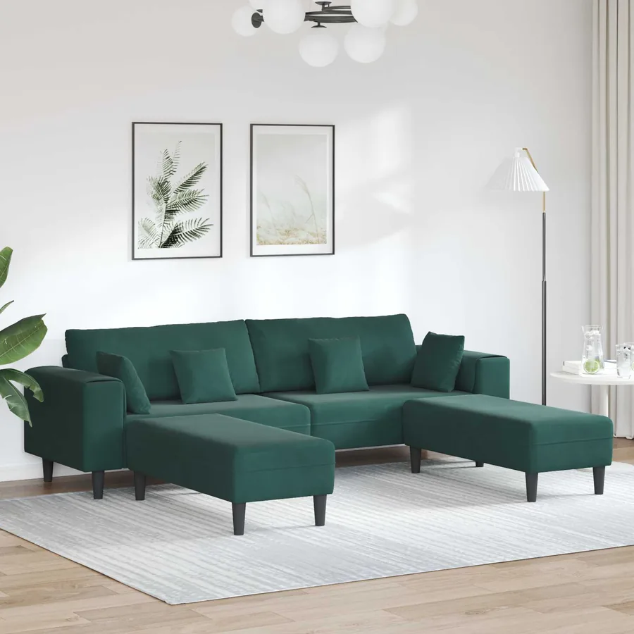 Canapé 3 pcs Vert foncé 250 x 188 x 76 cm Velours