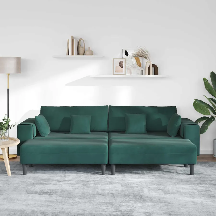 Canapé 3 pcs Vert foncé 250 x 188 x 76 cm Velours - 3
