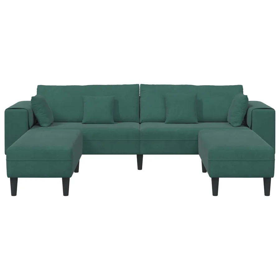 Canapé 3 pcs Vert foncé 250 x 188 x 76 cm Velours - 4