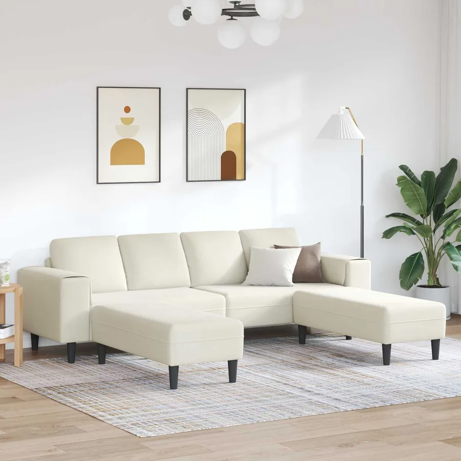 Canapé de salon 3 pcs Crème 250 x 188 x 76 cm