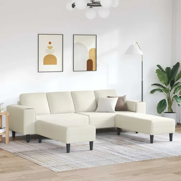 Canapé de salon 3 pcs Crème 250 x 188 x 76 cm