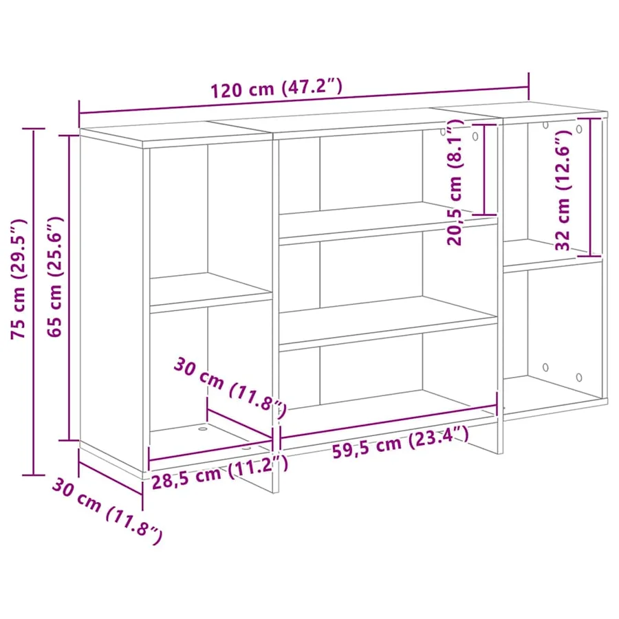 Buffet Chêne noir 120 x 30 x 75 cm Bois d'ingénierie - 10