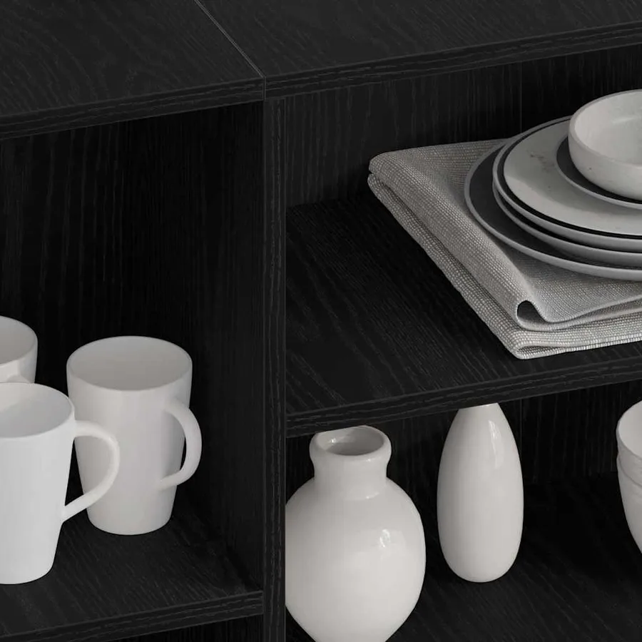Buffet Chêne noir 120 x 30 x 75 cm Bois d'ingénierie - 4
