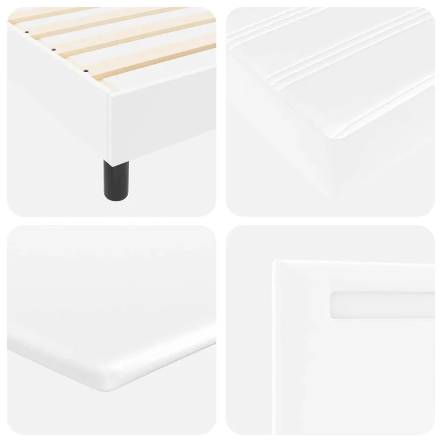 Lit à ressorts avec matelas Blanc 200 x 200 cm Simili cuir - 11