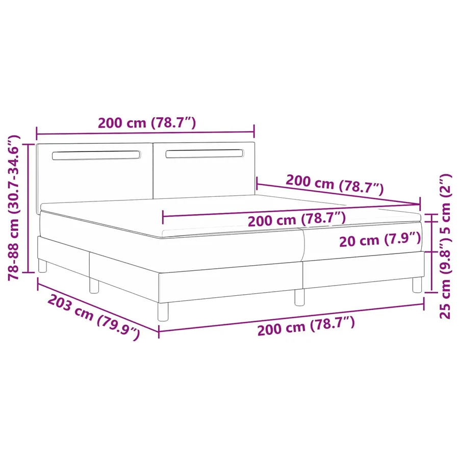 Lit à ressorts avec matelas Blanc 200 x 200 cm Simili cuir - 13