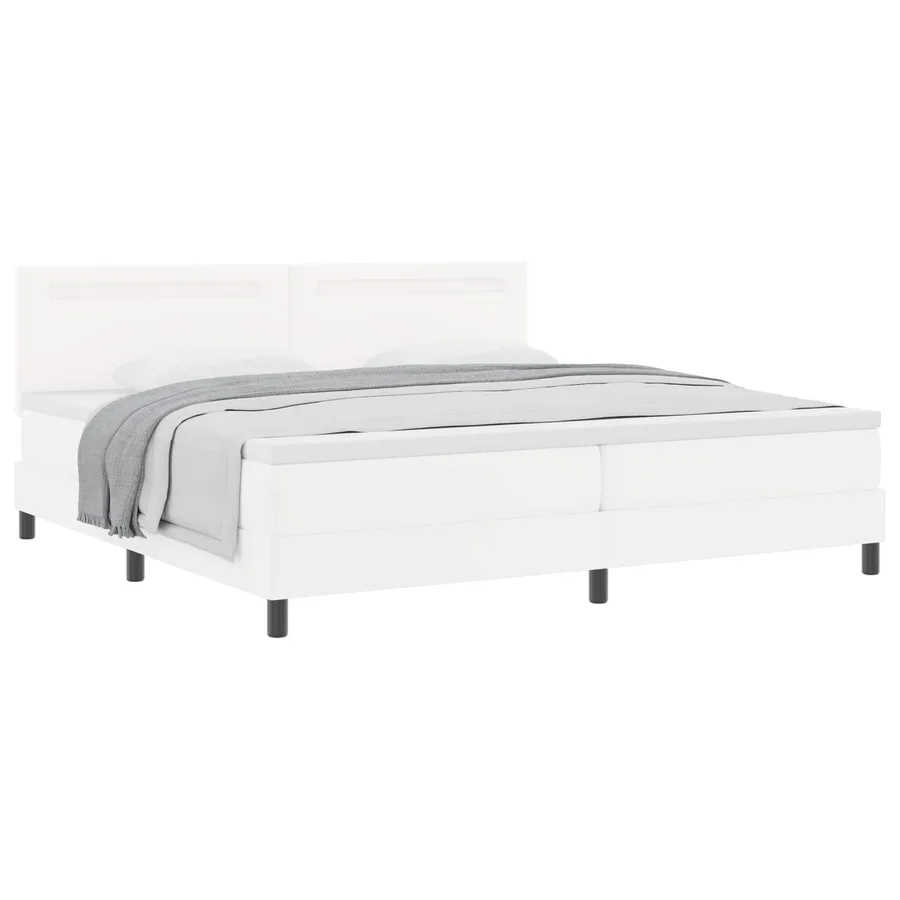 Lit à ressorts avec matelas Blanc 200 x 200 cm Simili cuir - 3