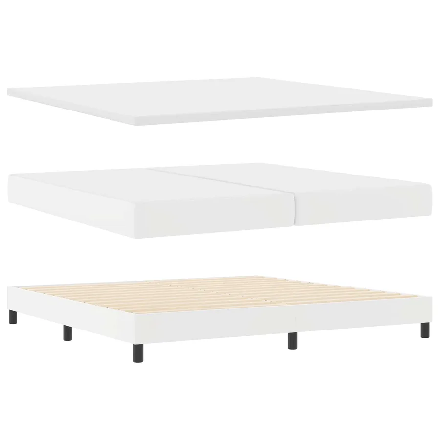 Lit à ressorts avec matelas Blanc 200 x 200 cm Simili cuir - 6