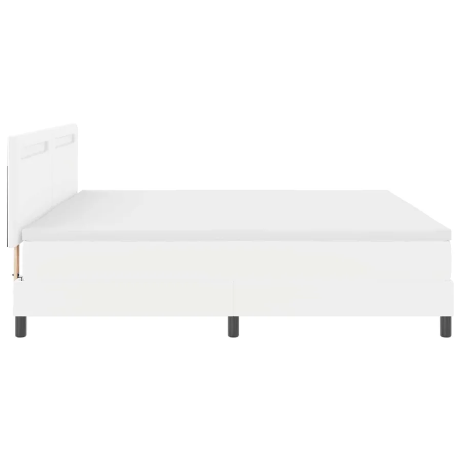 Lit à ressorts avec matelas Blanc 200 x 200 cm Simili cuir - 9