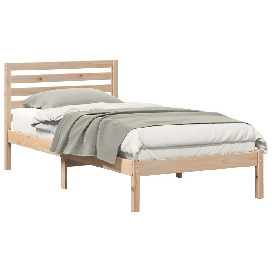 Cadre de lit avec tête de lit Marron 75 x 190 cm Pin massif - 2