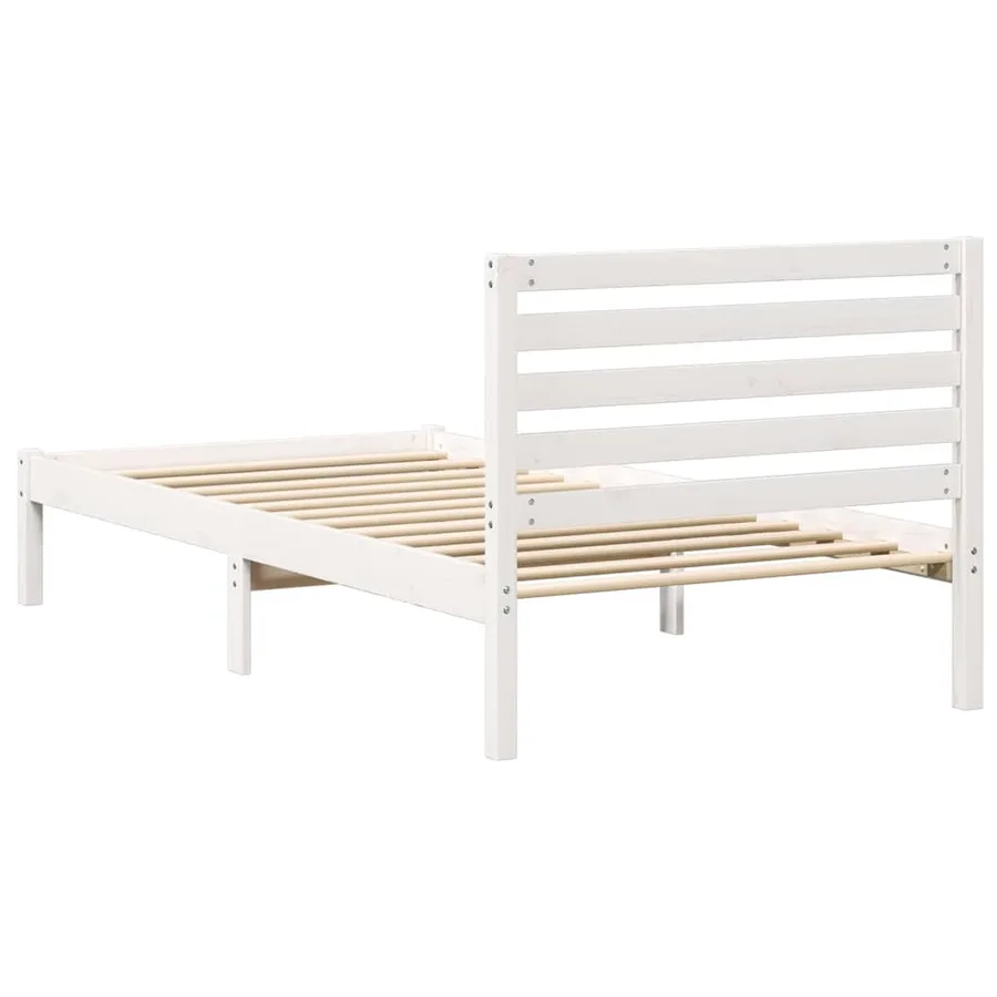 Cadre de lit avec tête de lit Blanc 90 x 200 cm Pin massif - 7
