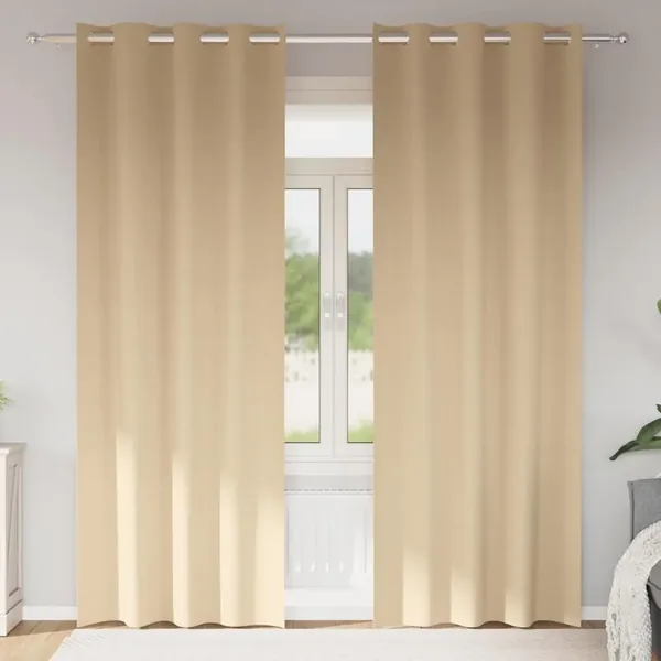 Rideaux occultants avec anneaux 2 pcs Crème 245 x 140 cm