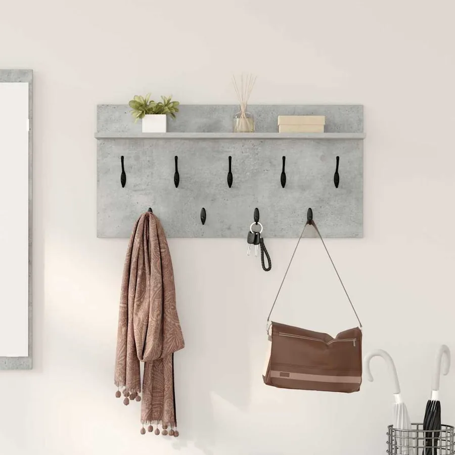Porte-manteau mural avec étagère Gris béton 80 x 40 x 12 cm