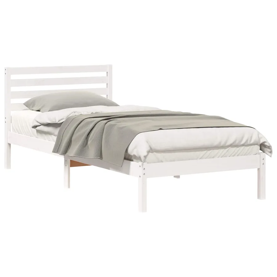 Cadre de lit avec tête de lit Blanc 100 x 210 cm Pin massif - 2