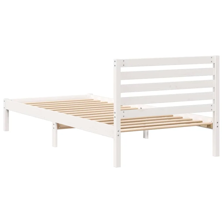 Cadre de lit avec tête de lit Blanc 100 x 210 cm Pin massif - 7