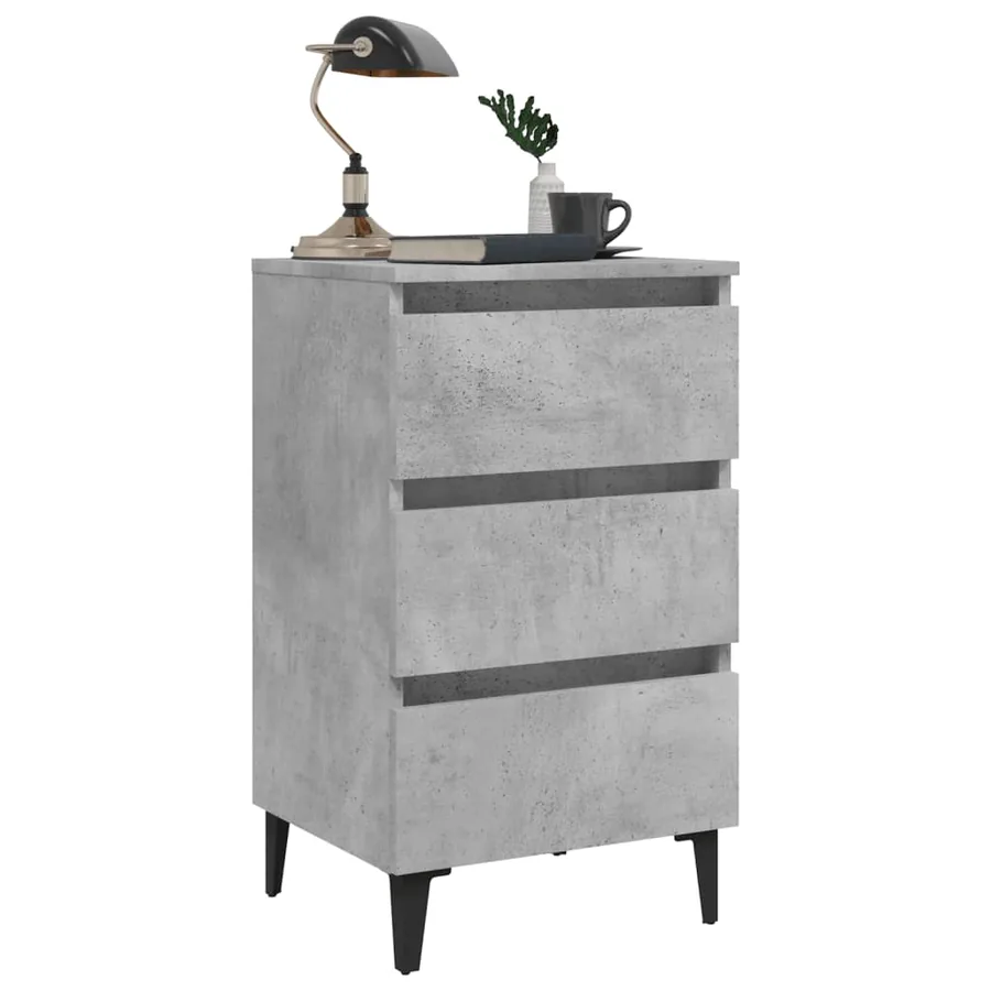 Table de chevet avec pieds en métal gris béton 40x35x69 cm - 4