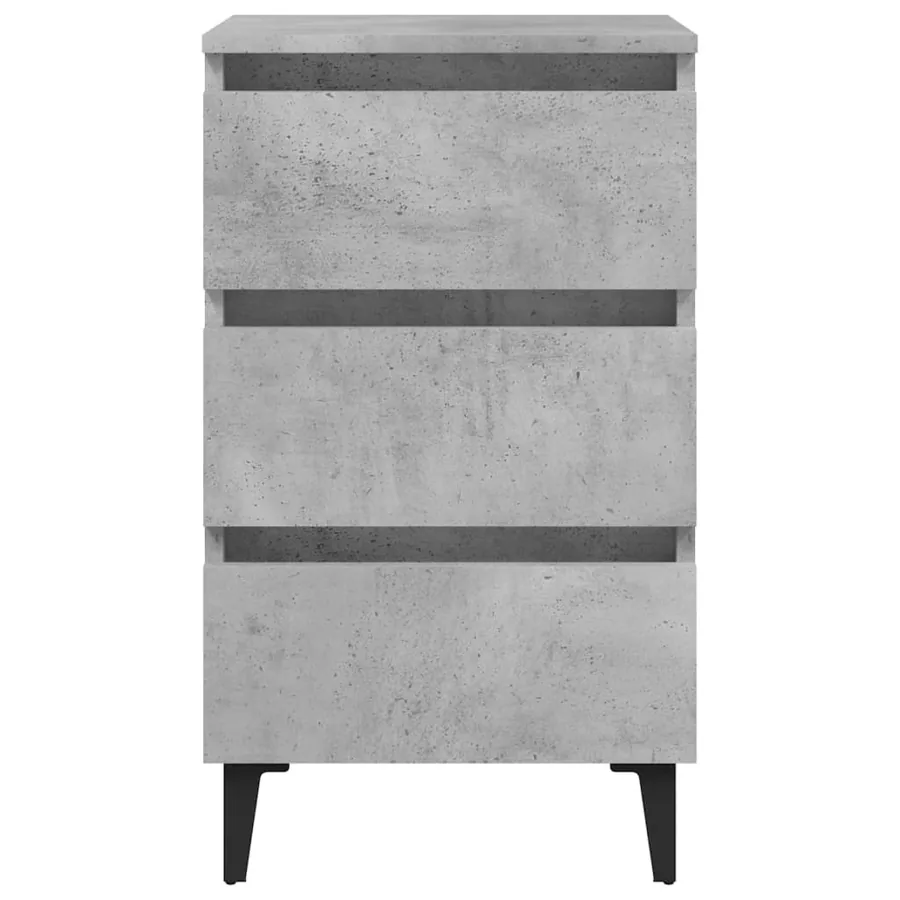 Table de chevet avec pieds en métal gris béton 40x35x69 cm - 5