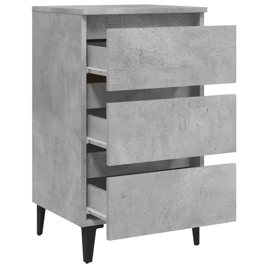 Table de chevet avec pieds en métal gris béton 40x35x69 cm - 6