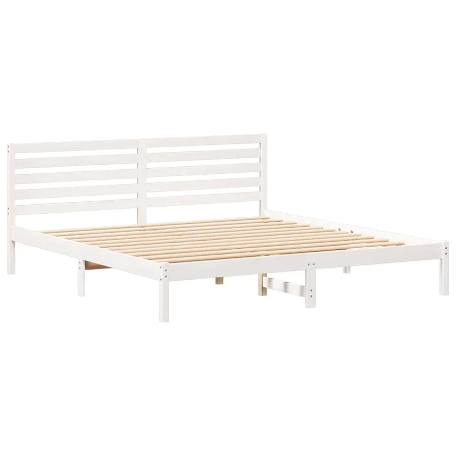 Cadre de lit avec tête de lit Blanc 180 x 200 cm Pin massif - 4