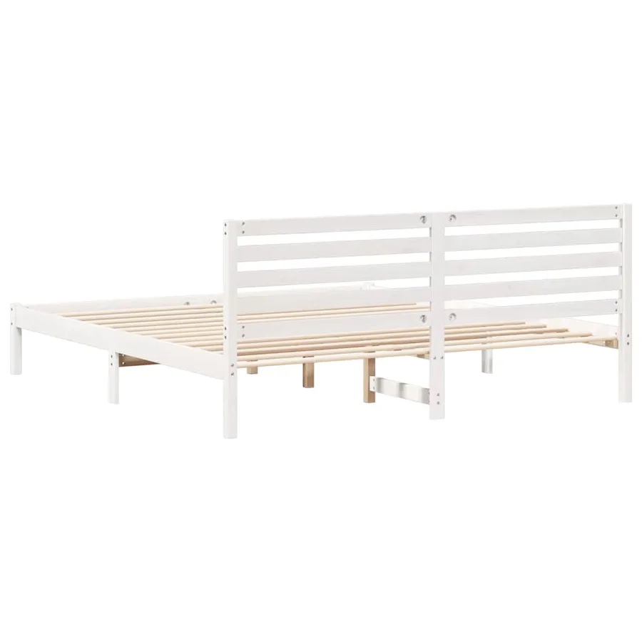 Cadre de lit avec tête de lit Blanc 180 x 200 cm Pin massif - 7