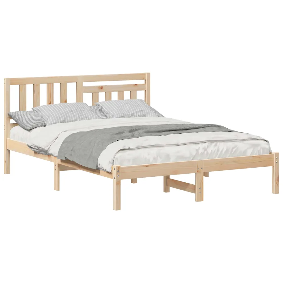 Cadre de lit avec tête de lit Marron 135 x 190 cm Pin massif - 2