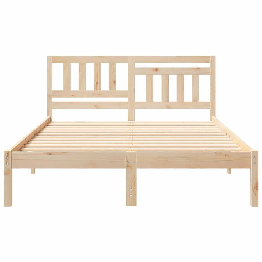 Cadre de lit avec tête de lit Marron 135 x 190 cm Pin massif - 4