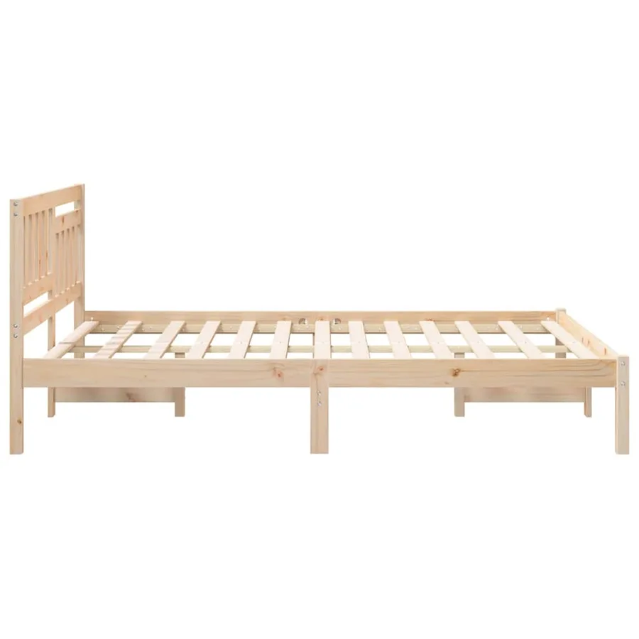 Cadre de lit avec tête de lit Marron 135 x 190 cm Pin massif - 5