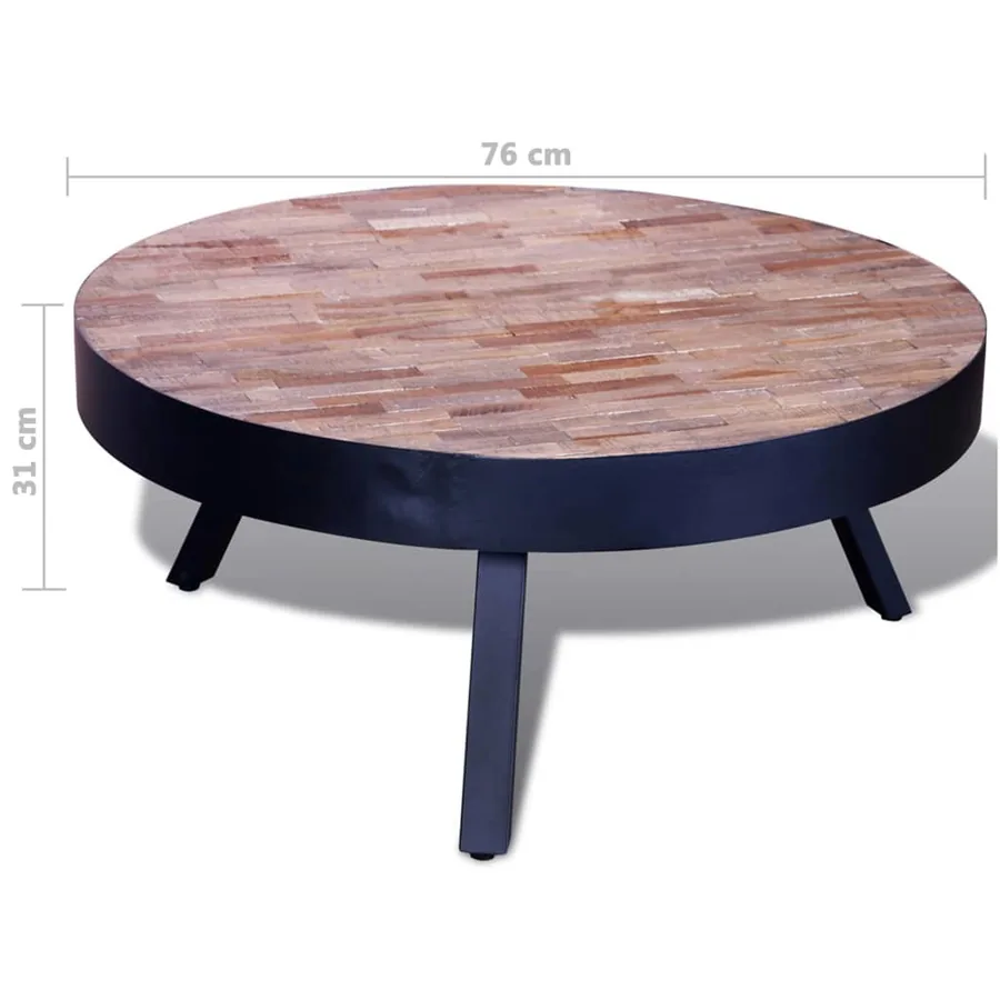 Table basse ronde Bois de teck recyclé - 6