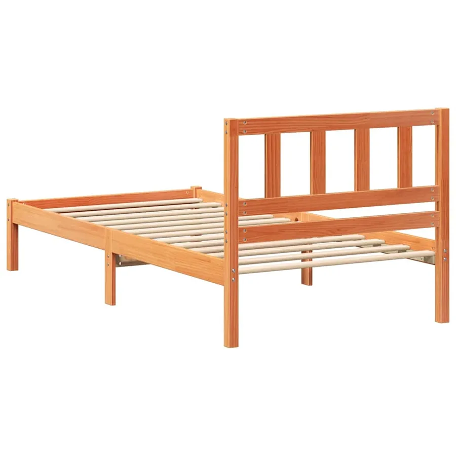 Cadre de lit avec tête de lit Brun cire 100 x 200 cm Pin massif - 6