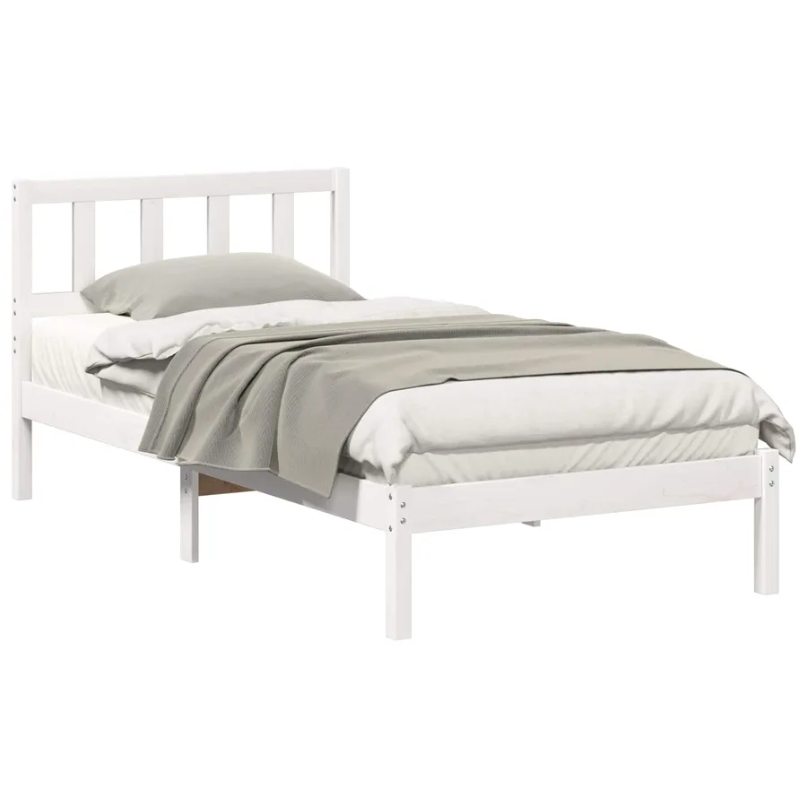 Cadre de lit avec tête de lit Blanc 75 x 190 cm Pin massif - 2