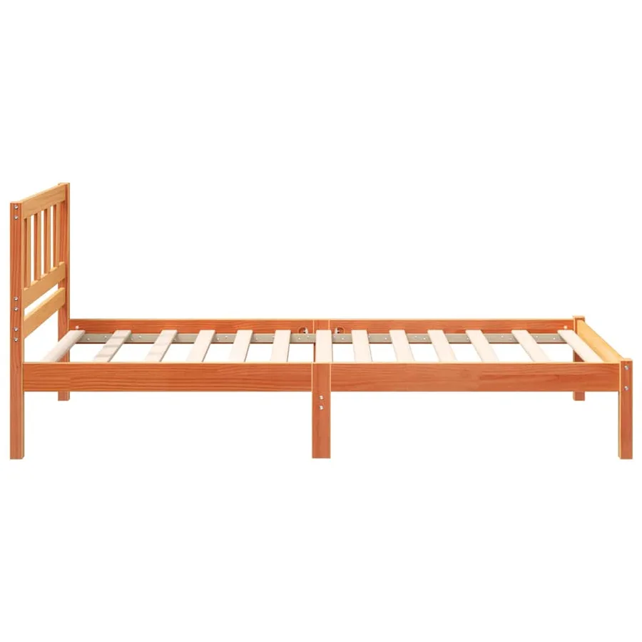 Cadre de lit avec tête de lit Brun cire 80 x 200 cm Pin massif - 5