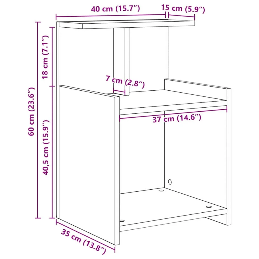 Cabinet de chevet 2 pcs Chêne noir 40 x 35 x 60 cm - 11