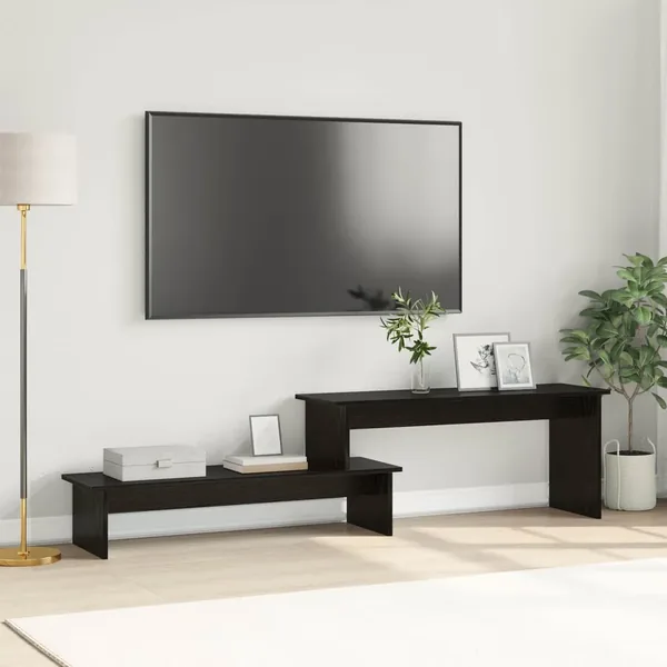 Ensemble meuble TV Montage mural Chêne noir 180,5 x 30 x 43 cm