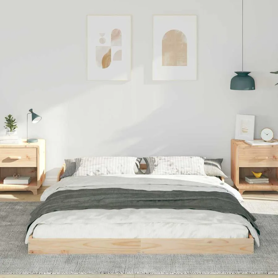 Cadre de lit Marron 150 x 200 cm Pin massif - 3