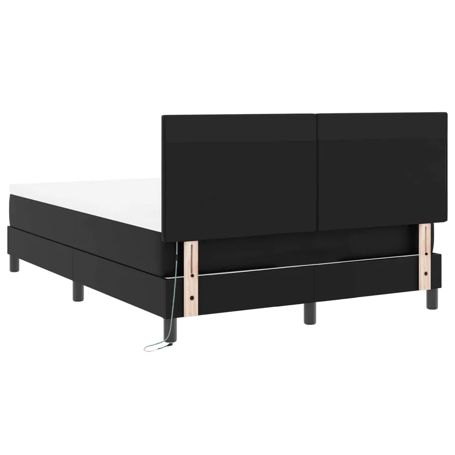 Lit à ressorts avec matelas Noir 140 x 200 cm Simili cuir - 10