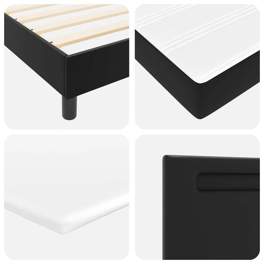 Lit à ressorts avec matelas Noir 140 x 200 cm Simili cuir - 11