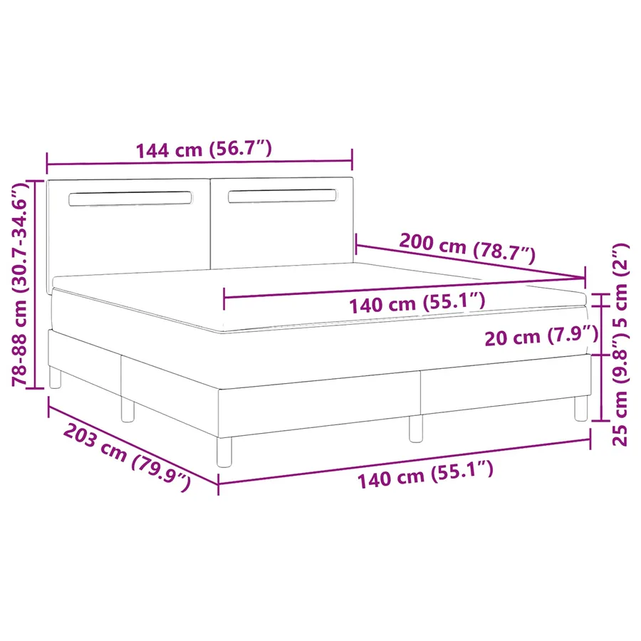 Lit à ressorts avec matelas Noir 140 x 200 cm Simili cuir - 13