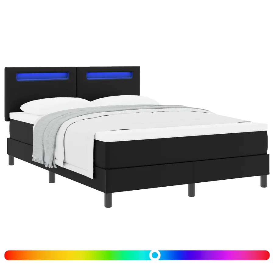 Lit à ressorts avec matelas Noir 140 x 200 cm Simili cuir - 2