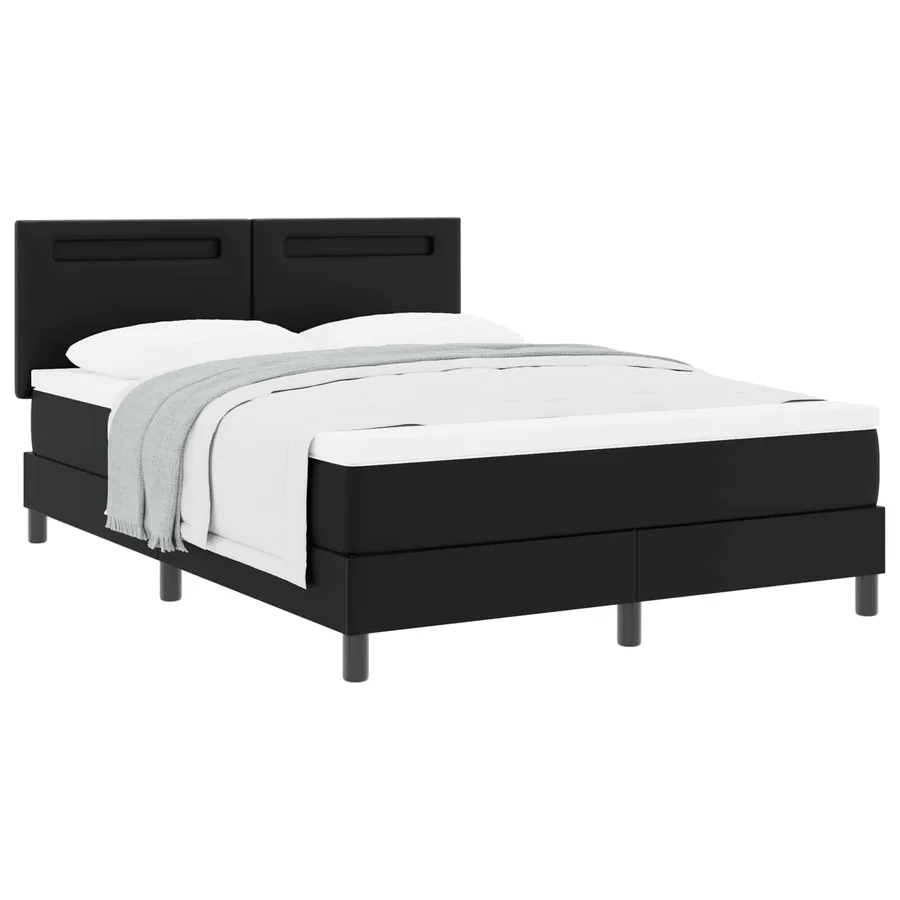 Lit à ressorts avec matelas Noir 140 x 200 cm Simili cuir - 3