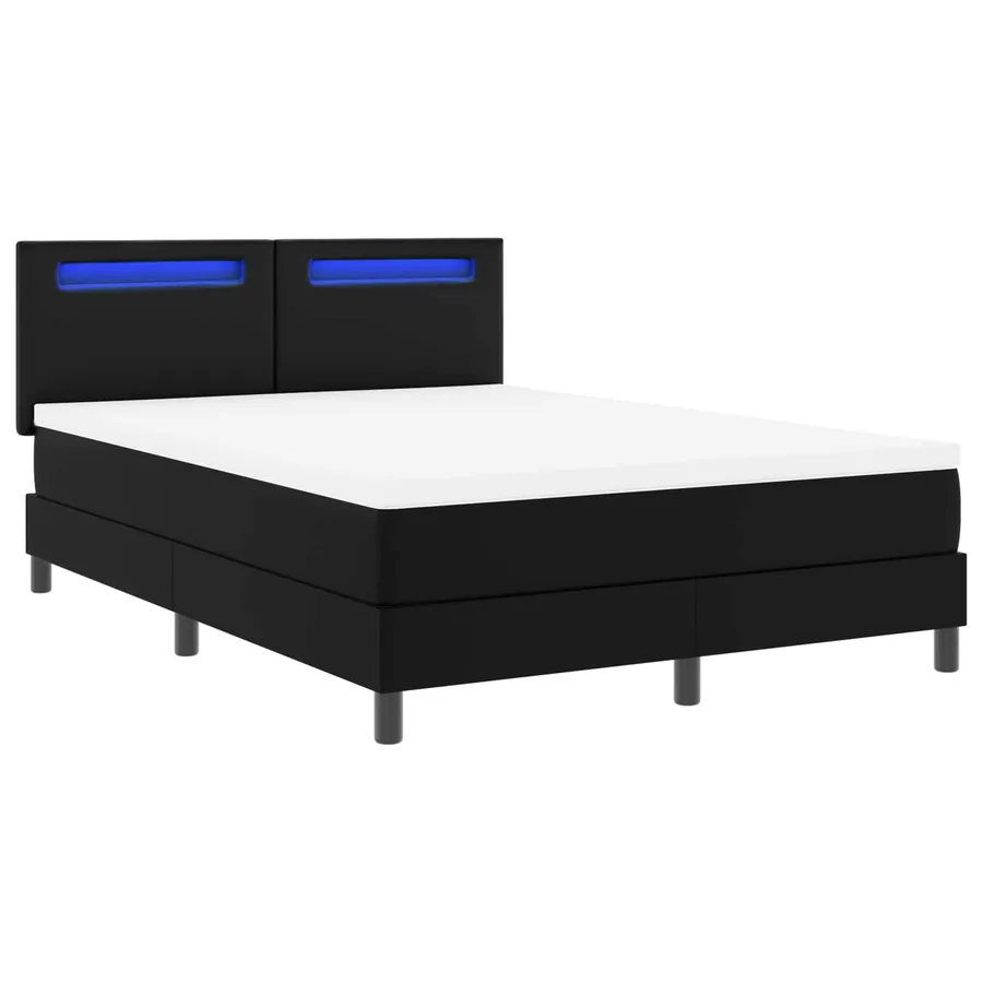 Lit à ressorts avec matelas Noir 140 x 200 cm Simili cuir - 5