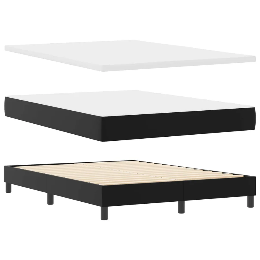 Lit à ressorts avec matelas Noir 140 x 200 cm Simili cuir - 6