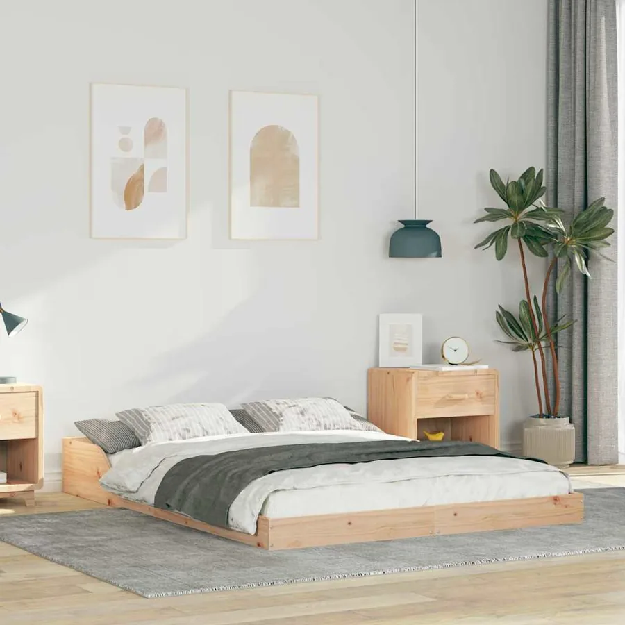 Cadre de lit Marron 140 x 190 cm Pin massif