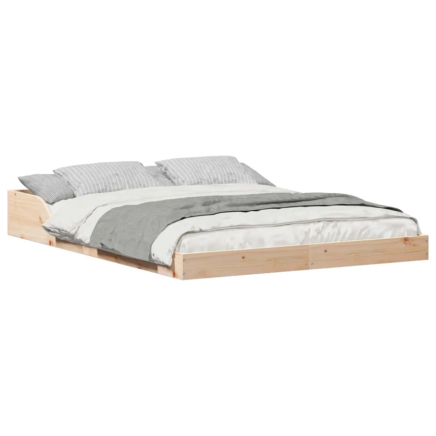Cadre de lit Marron 140 x 190 cm Pin massif - 2