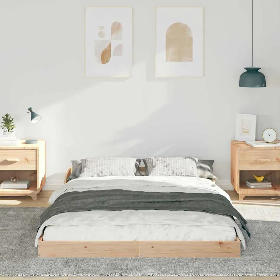 Cadre de lit Marron 140 x 190 cm Pin massif - 3